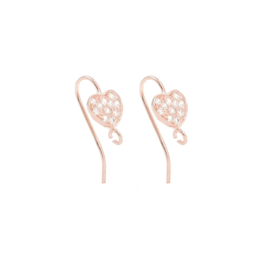Argento 925% orecchini cuore con zirconi – Rosato
