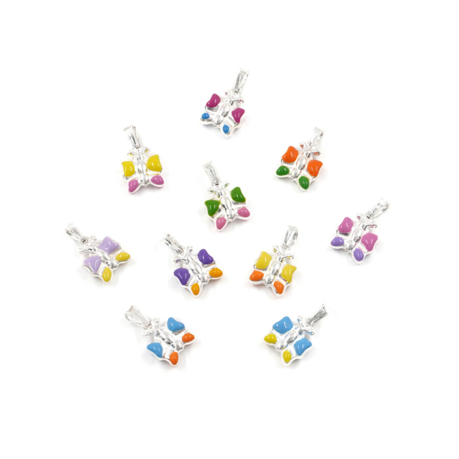 Argento 925 ciondolo farfalla – Smaltato Colori Misti