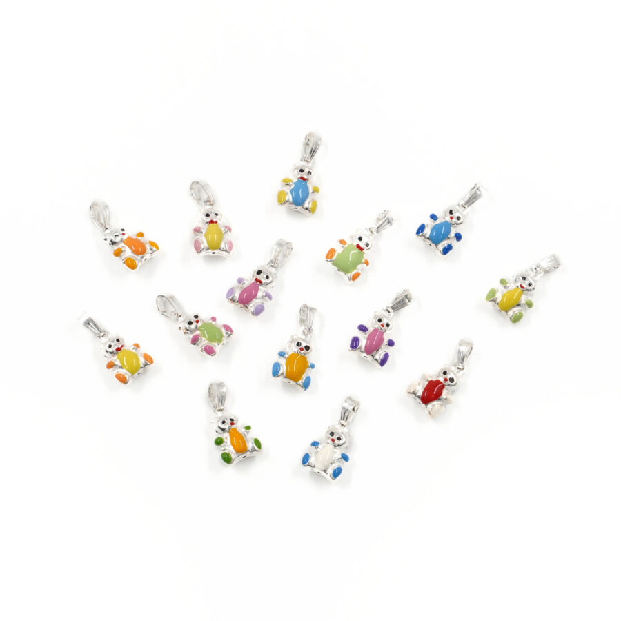 Argento 925 ciondolo orso – Smaltato Colori Misti