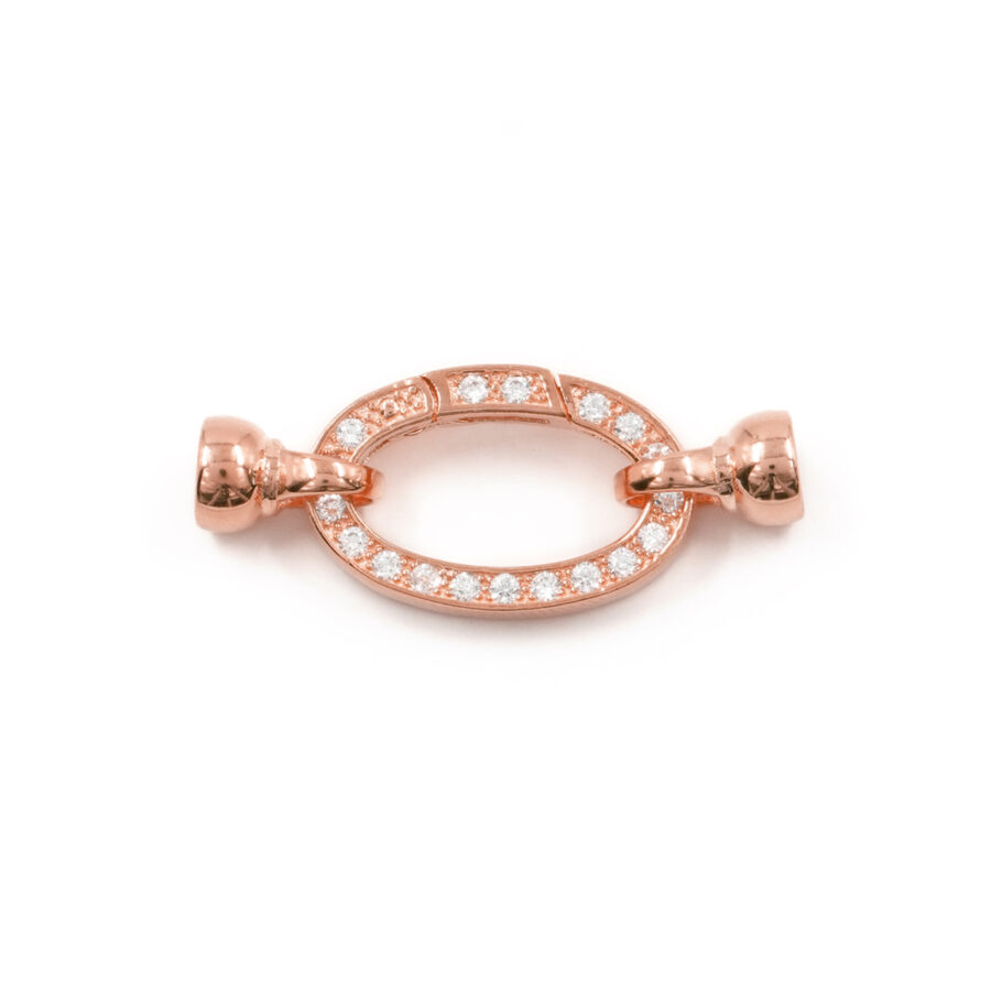 Argento 925 chiusura con zirconi ovale 24x15mm coppa 7mm – Rosato