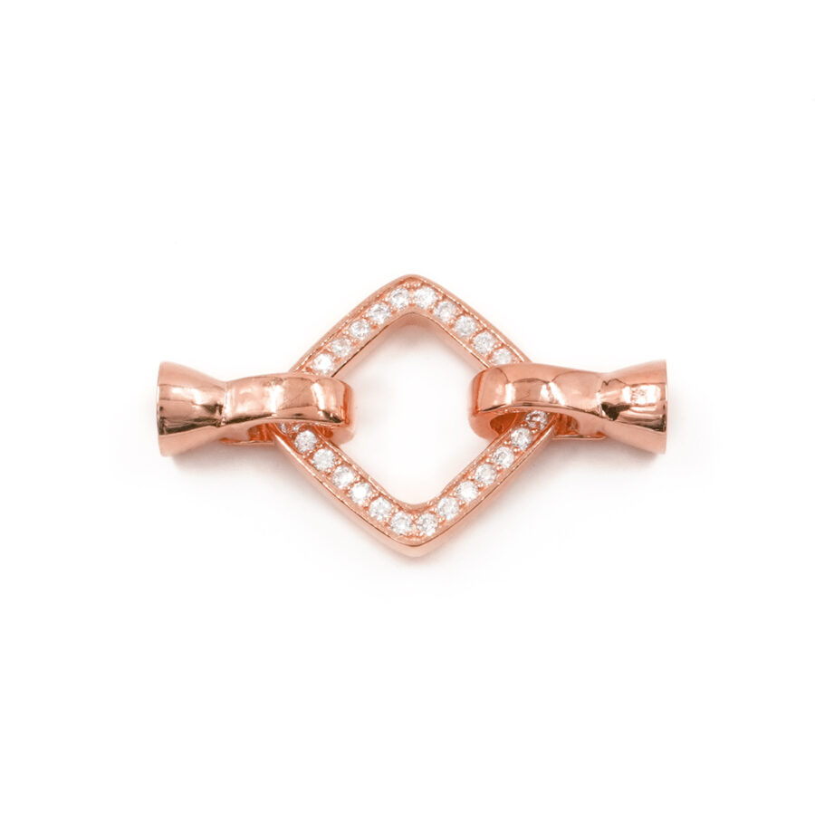 Argento 925 chiusura con zirconi quadrata 16mm coppa 6mm – Rosato