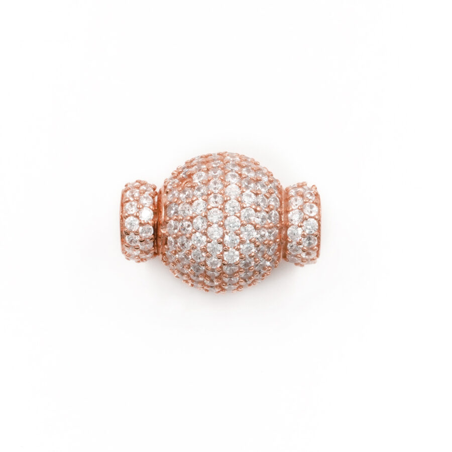 Argento 925 chiusura con zirconi sfera 14mm coppa 6,50mm – Rosato