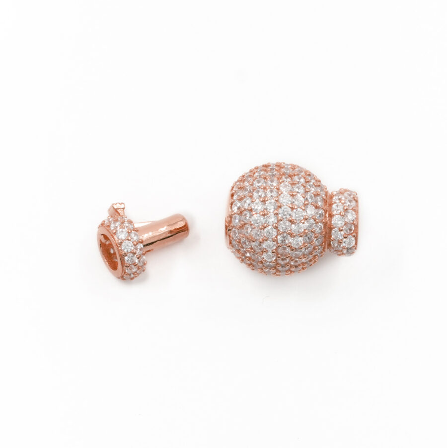 Argento 925 chiusura con zirconi sfera 14mm coppa 6,50mm – Rosato - immagine 2