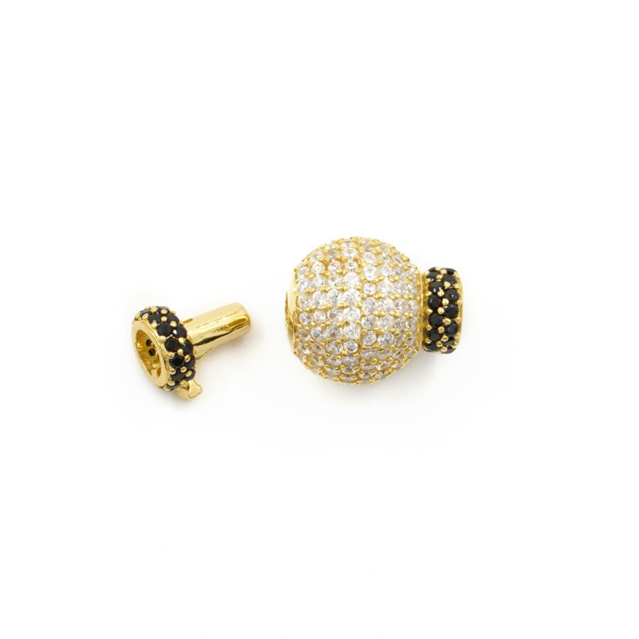 Argento 925 chiusura con zirconi bicolore sfera 14mm coppa 6,50mm – Dorato - immagine 2