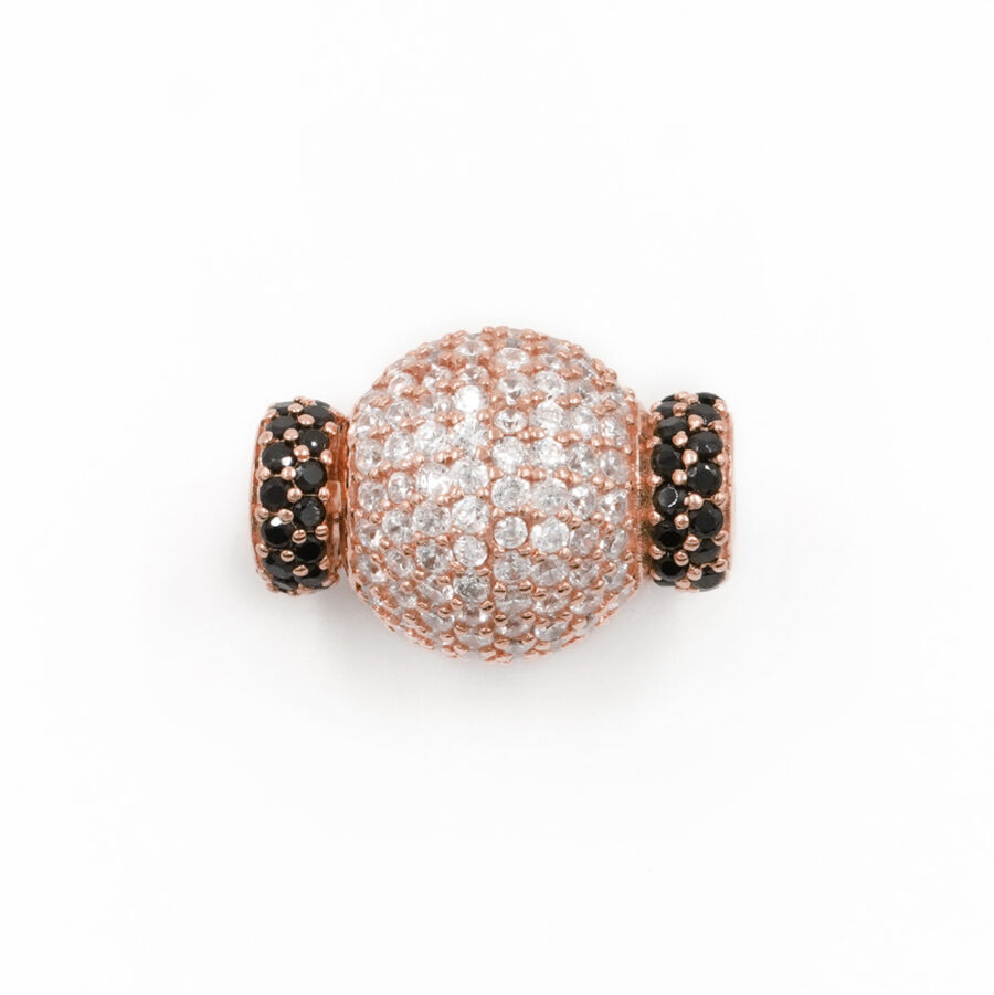 Argento 925 chiusura con zirconi bicolore sfera 14mm coppa 6,50mm – Rosato