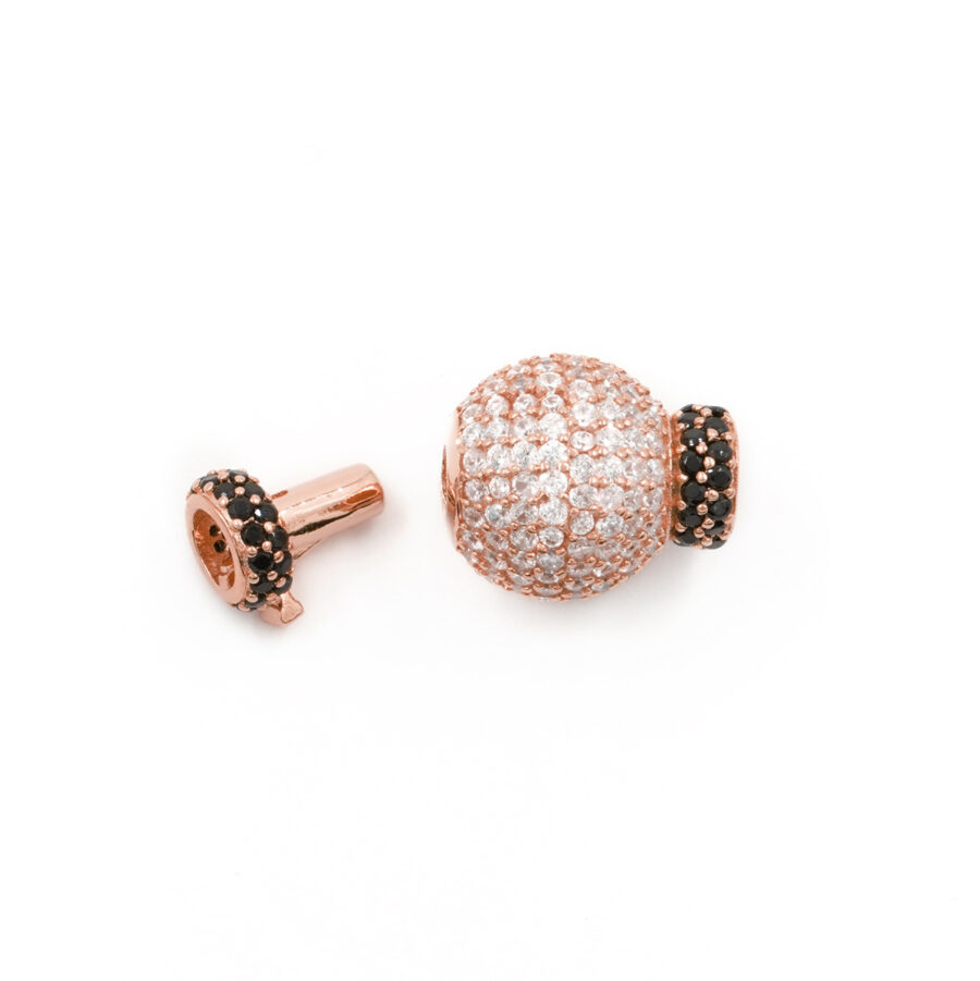 Argento 925 chiusura con zirconi bicolore sfera 14mm coppa 6,50mm – Rosato - immagine 2