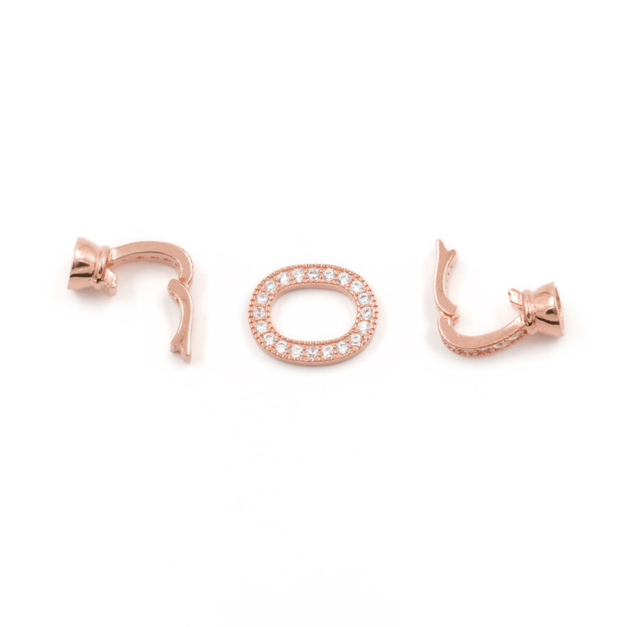 Argento 925 chiusura con zirconi ovale 15x12mm coppa 7mm – Rosato - immagine 2