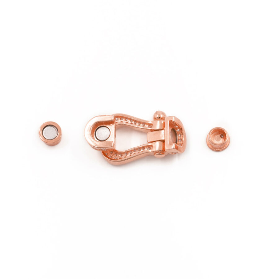Argento 925 chiusura calamitata con zirconi 31x14mm coppa 5mm – Rosato - immagine 2