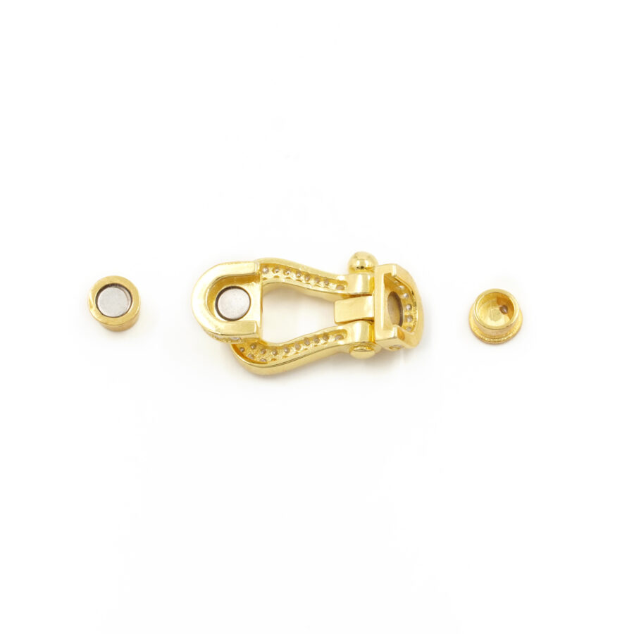 Argento 925 chiusura calamitata con zirconi 31x14mm coppa 5mm – Dorato - immagine 2