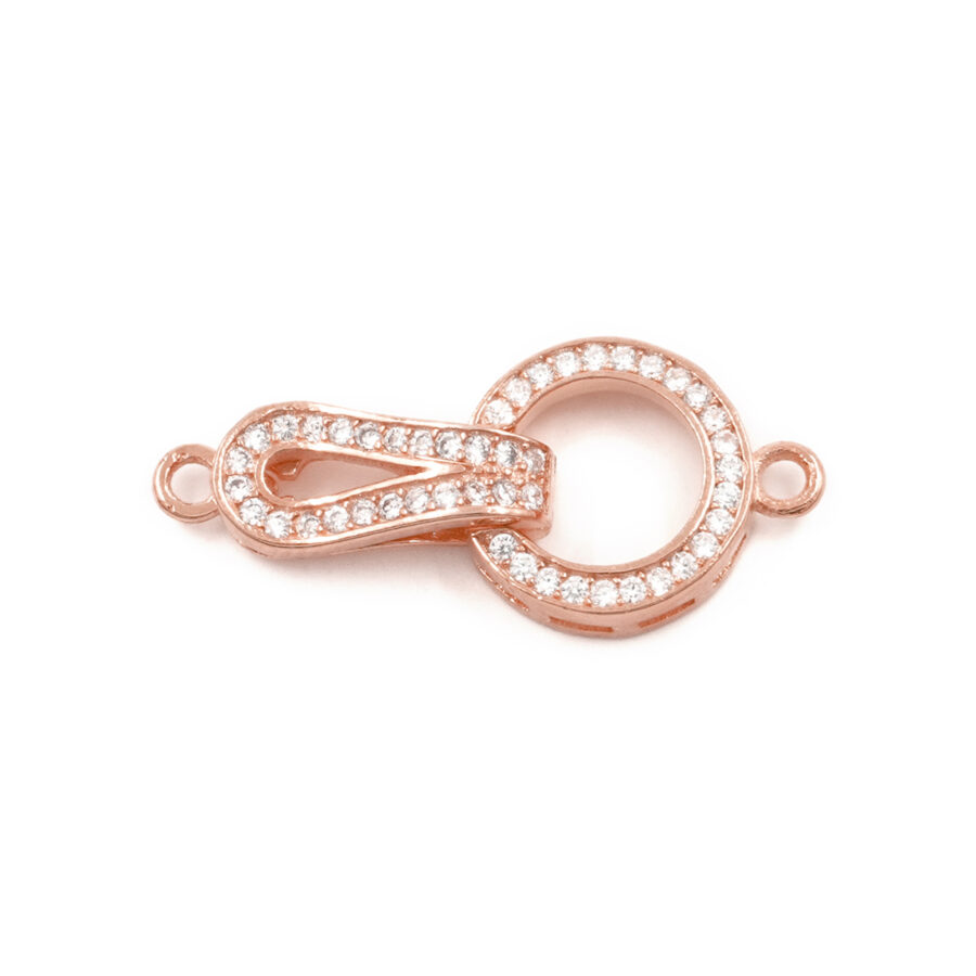 Argento 925 chiusura con zirconi tonda 26x11mm – Rosato