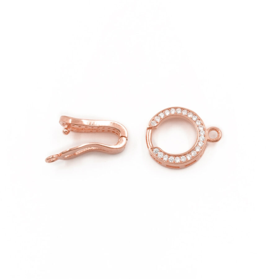 Argento 925 chiusura con zirconi tonda 26x11mm – Rosato - immagine 2