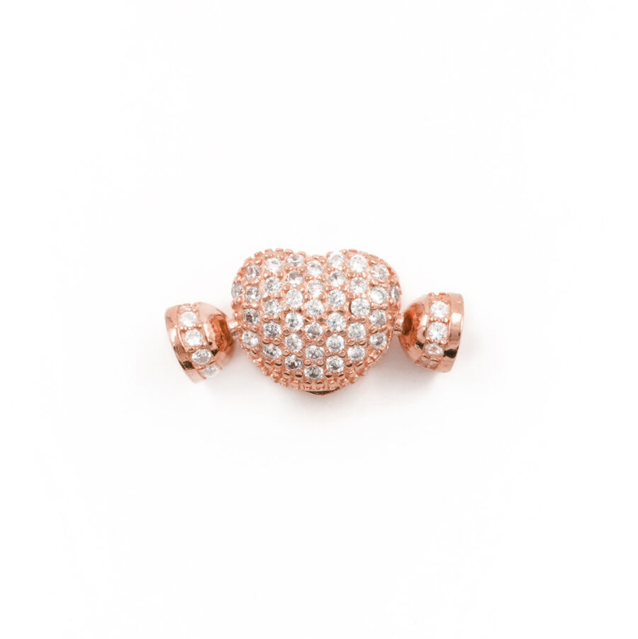 Argento 925 chiusura con zirconi cuore 16x8mm coppa 4,50mm – Rosato