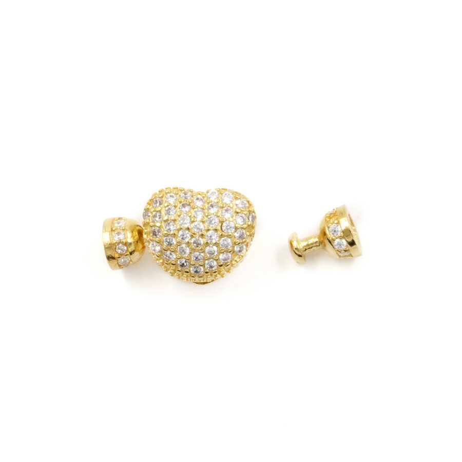Argento 925 chiusura con zirconi cuore 16x8mm coppa 4,50mm – Dorato - immagine 2