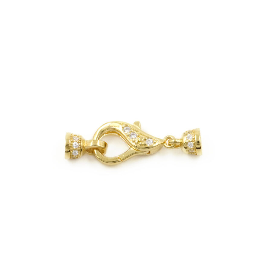 Argento 925 chiusura con zirconi 13x7mm coppa 4mm – Dorato