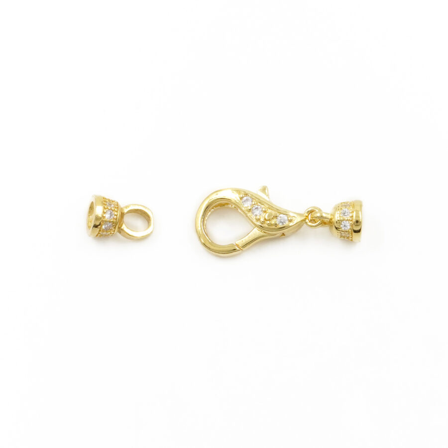 Argento 925 chiusura con zirconi 13x7mm coppa 4mm – Dorato - immagine 2