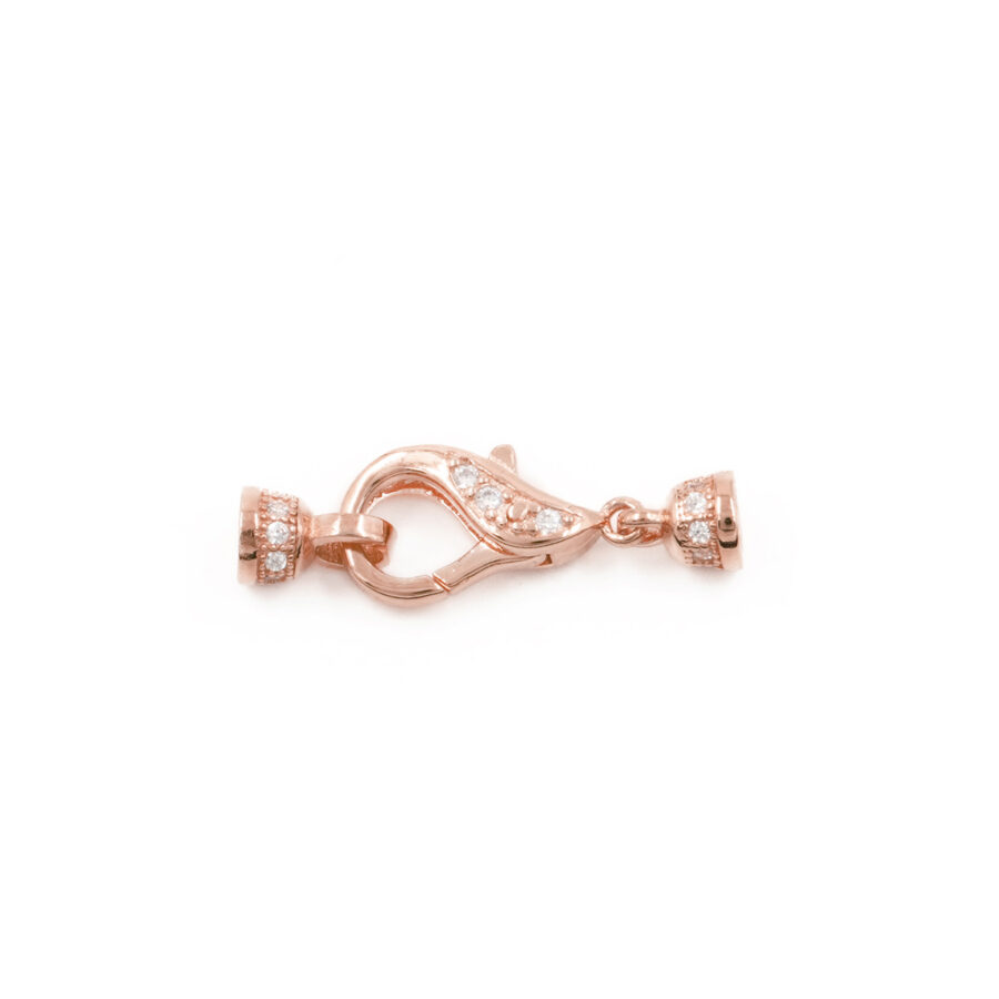 Argento 925 chiusura con zirconi 13x7mm coppa 4mm – Rosato