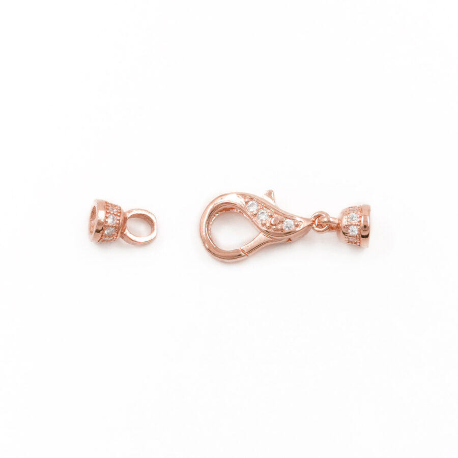 Argento 925 chiusura con zirconi 13x7mm coppa 4mm – Rosato - immagine 2