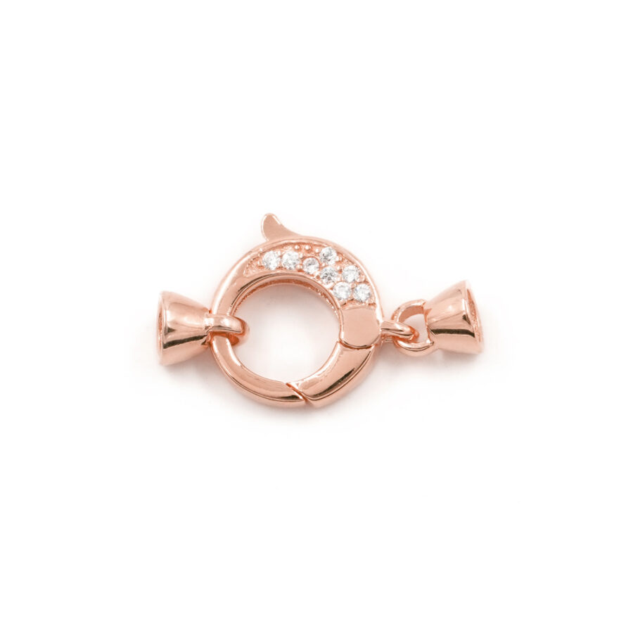 Argento 925 chiusura con zirconi tonda 12mm coppa 5mm – Rosato