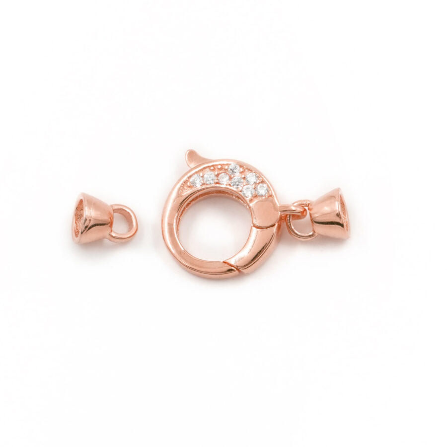 Argento 925 chiusura con zirconi tonda 12mm coppa 5mm – Rosato - immagine 2