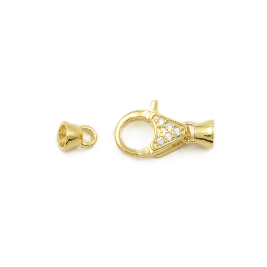 Argento 925 chiusura con zirconi 13x9mm coppa 5mm – Dorato - immagine 2