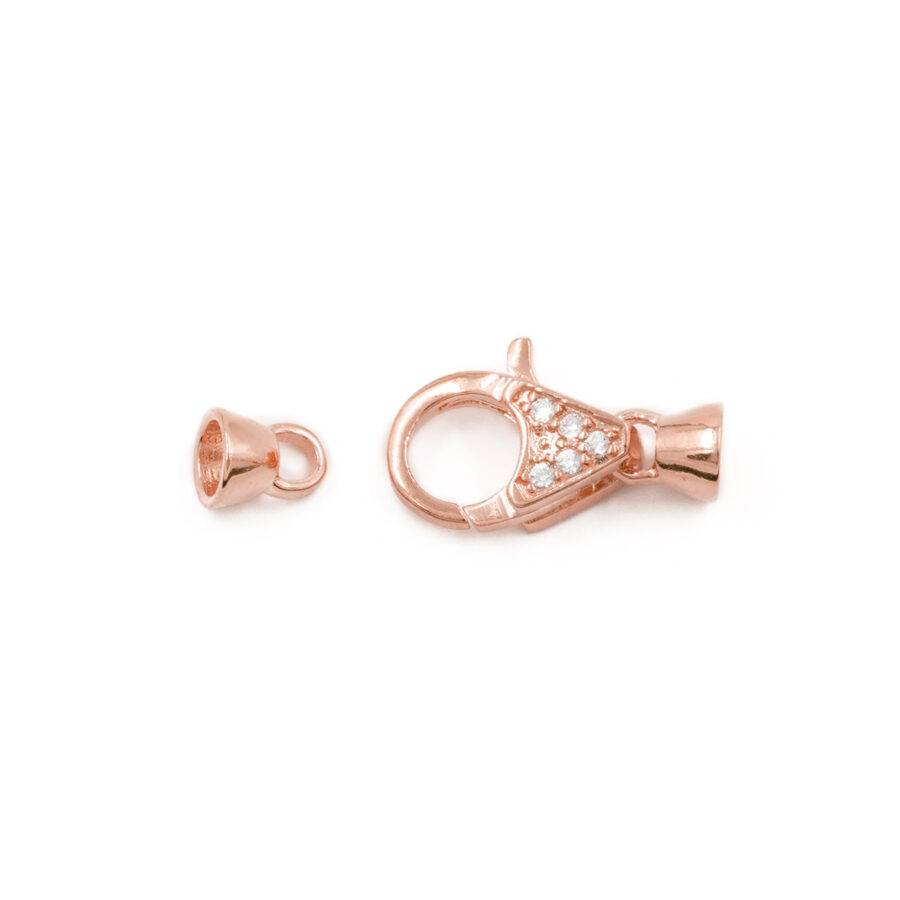 Argento 925 chiusura con zirconi 13x9mm coppa 5mm – Rosato - immagine 2