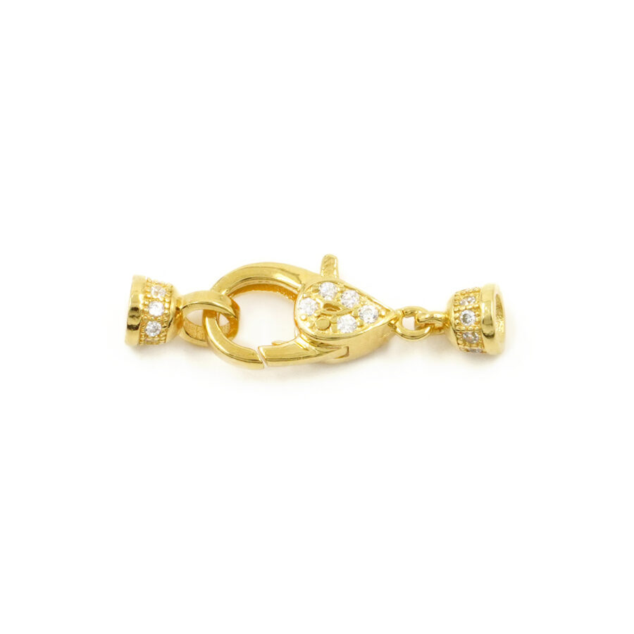 Argento 925 chiusura con zirconi 12x6mm coppa 4mm – Dorato