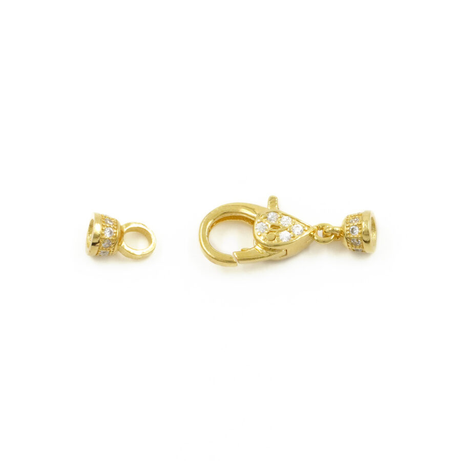 Argento 925 chiusura con zirconi 12x6mm coppa 4mm – Dorato - immagine 2