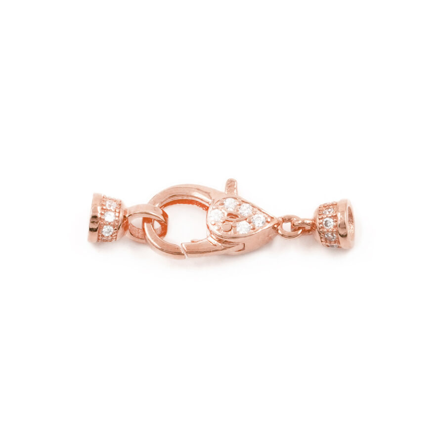Argento 925 chiusura con zirconi 12x6mm coppa 4mm – Rosato