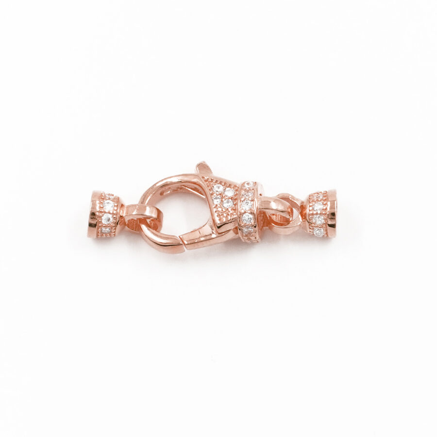 Argento 925 chiusura con zirconi 13x7mm coppa 4mm – Rosato