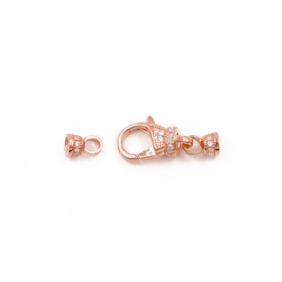 Argento 925 chiusura con zirconi 13x7mm coppa 4mm – Rosato - immagine 2