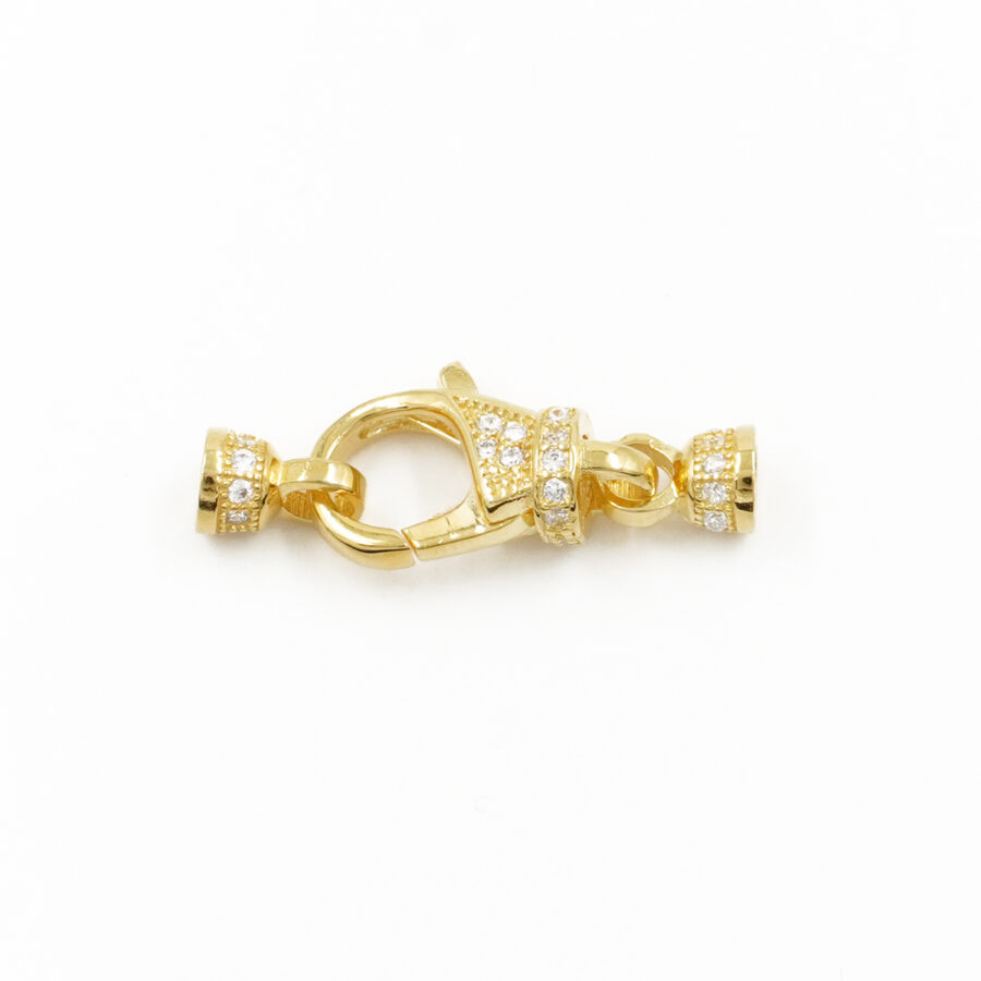 Argento 925 chiusura con zirconi 13x7mm coppa 4mm – Dorato