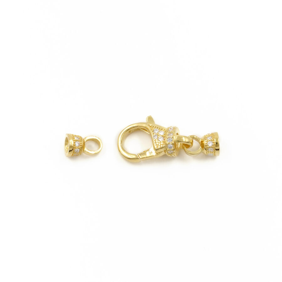 Argento 925 chiusura con zirconi 13x7mm coppa 4mm – Dorato - immagine 2