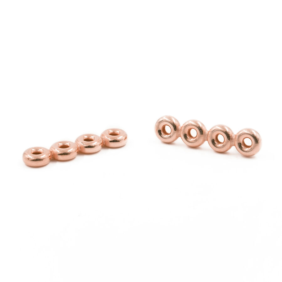 Argento 925 separatore per bracciali a quattro elementi ciambella 7mm – Rosato