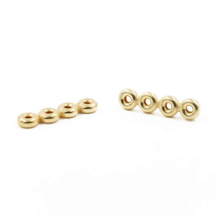 Argento 925 separatore per bracciali a quattro elementi ciambella 7mm – Dorato