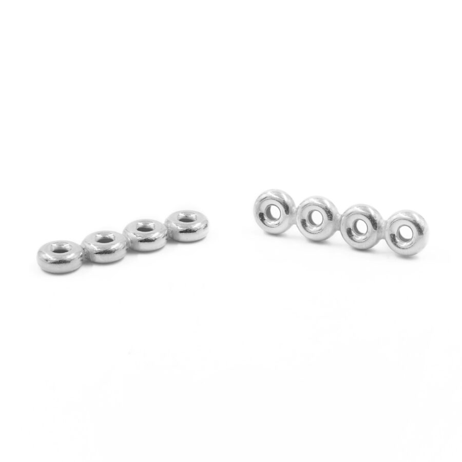 Argento 925 separatore per bracciali a quattro elementi ciambella 7mm – Platinato