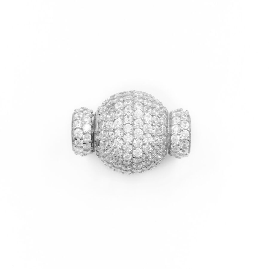 Argento 925 chiusura con zirconi sfera 14mm coppa 6,50mm – Rodiato