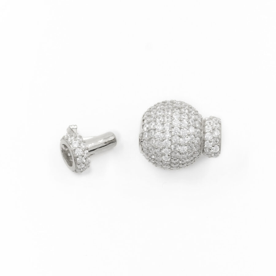 Argento 925 chiusura con zirconi sfera 14mm coppa 6,50mm – Rodiato - immagine 2