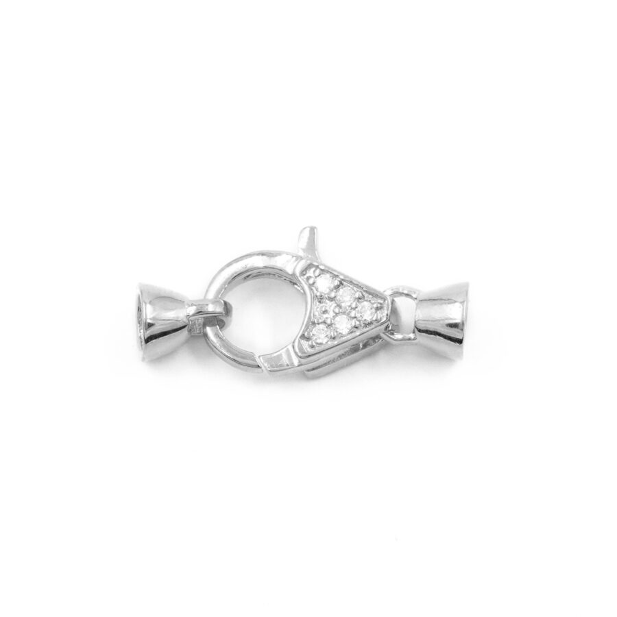 Argento 925 chiusura con zirconi 13x9mm coppa 5mm – Rodiato