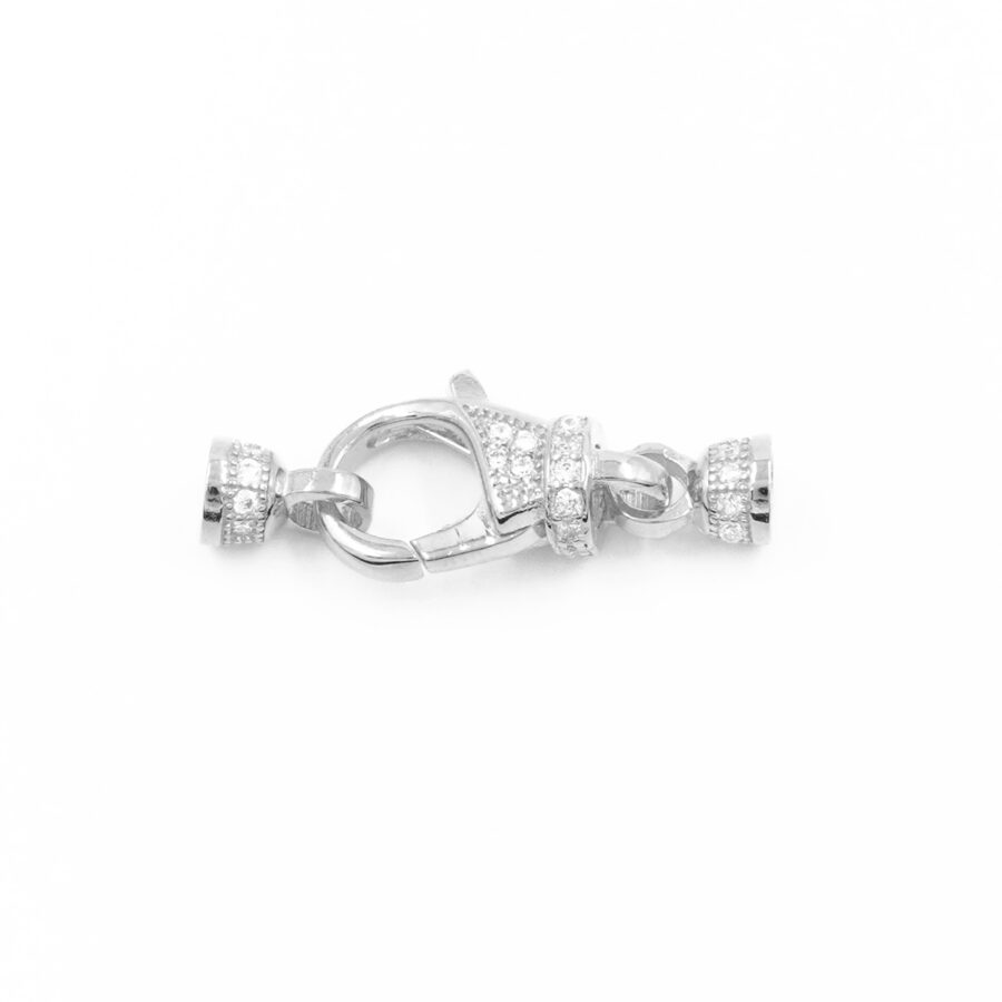 Argento 925 chiusura con zirconi 13x7mm coppa 4mm - Rodiato