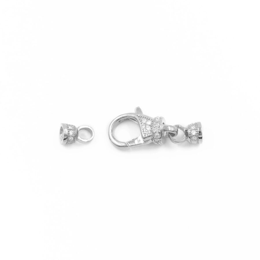 Argento 925 chiusura con zirconi 13x7mm coppa 4mm - Rodiato - immagine 2