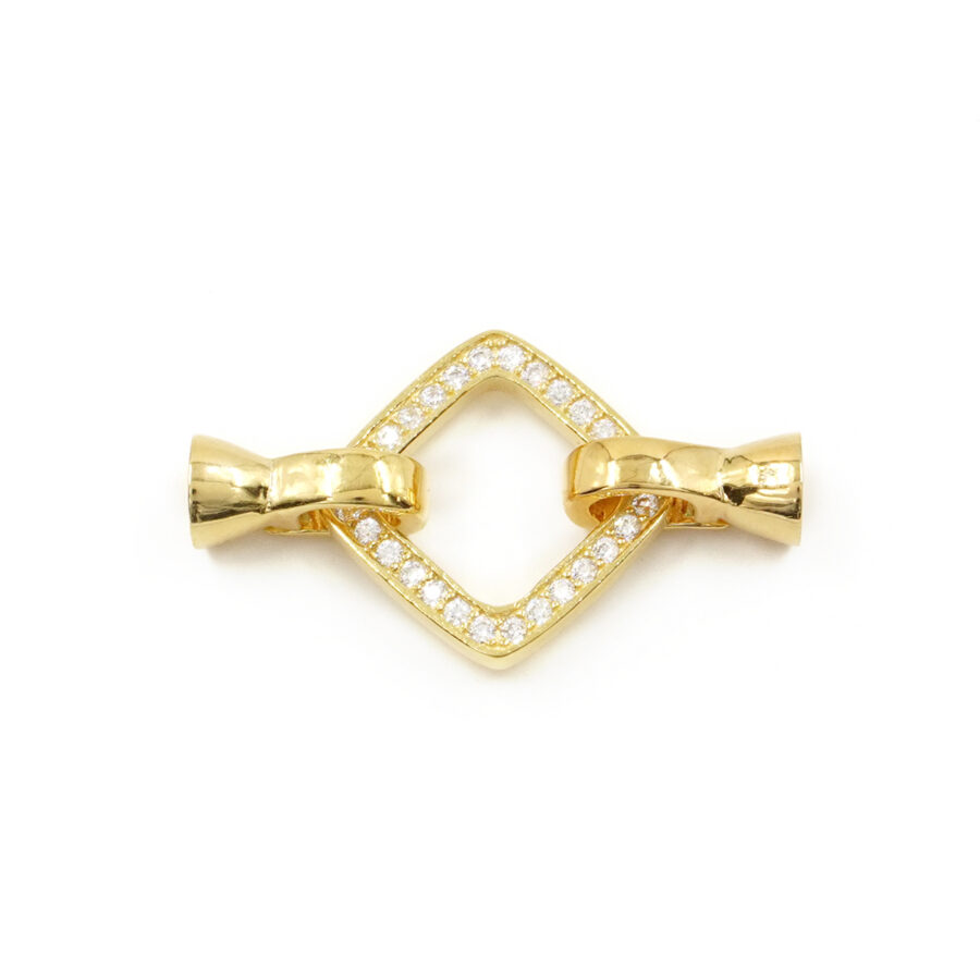 Argento 925 chiusura con zirconi quadrata 16mm coppa 6mm – Dorato