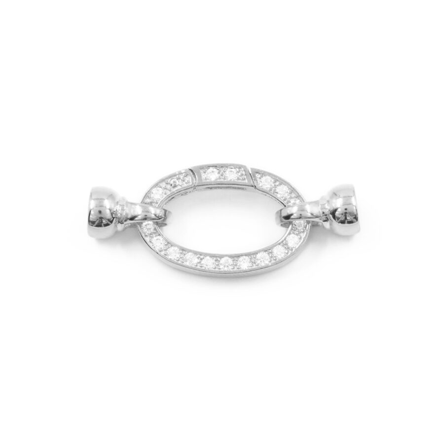 Argento 925 chiusura con zirconi ovale 24x15mm coppa 7mm – Rodiato