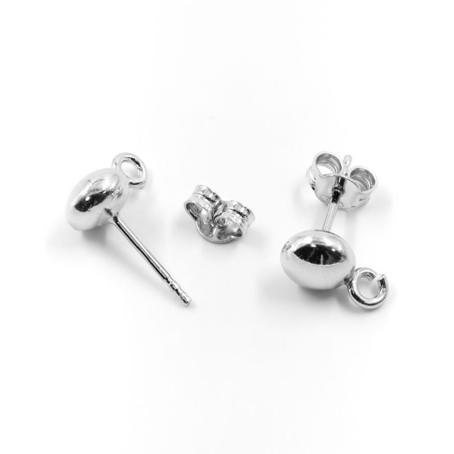 Argento 925‰ orecchini bottone pressione 7mm con gancio – Rodiati