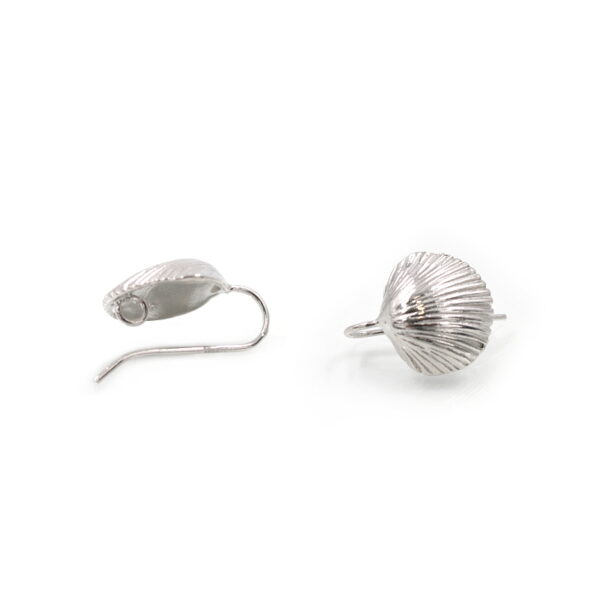 Argento 925&permil; orecchini conchiglia 18x16mm con gancio &ndash; Rodiati