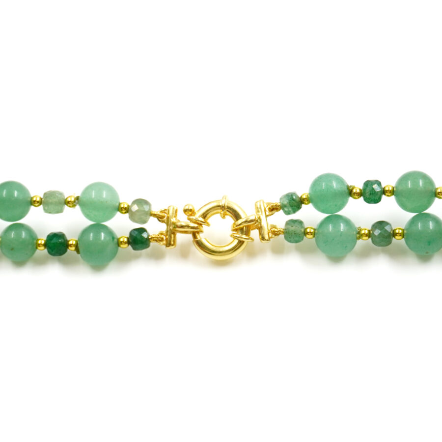 Collana Multifilo con avventurina, corallo, chiusura in argento 925 – Dorato - immagine 3