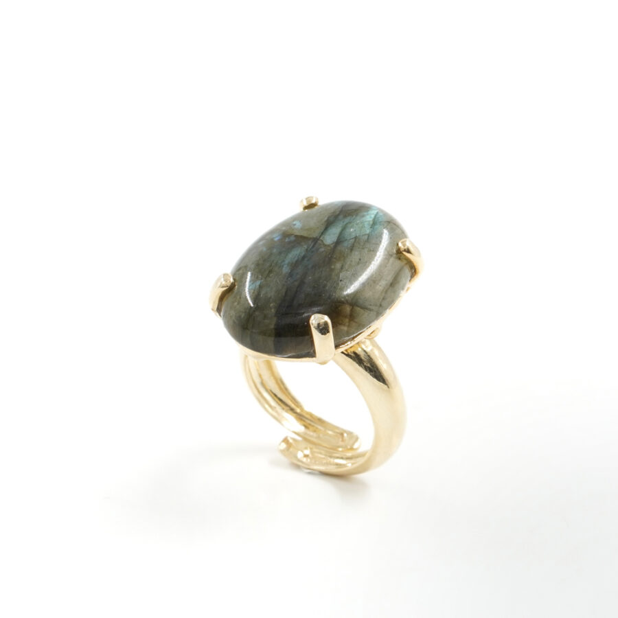 Anello in argento 925 con labradorite – Dorato