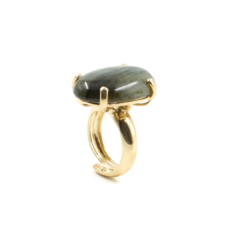 Anello in argento 925 con labradorite – Dorato - immagine 2