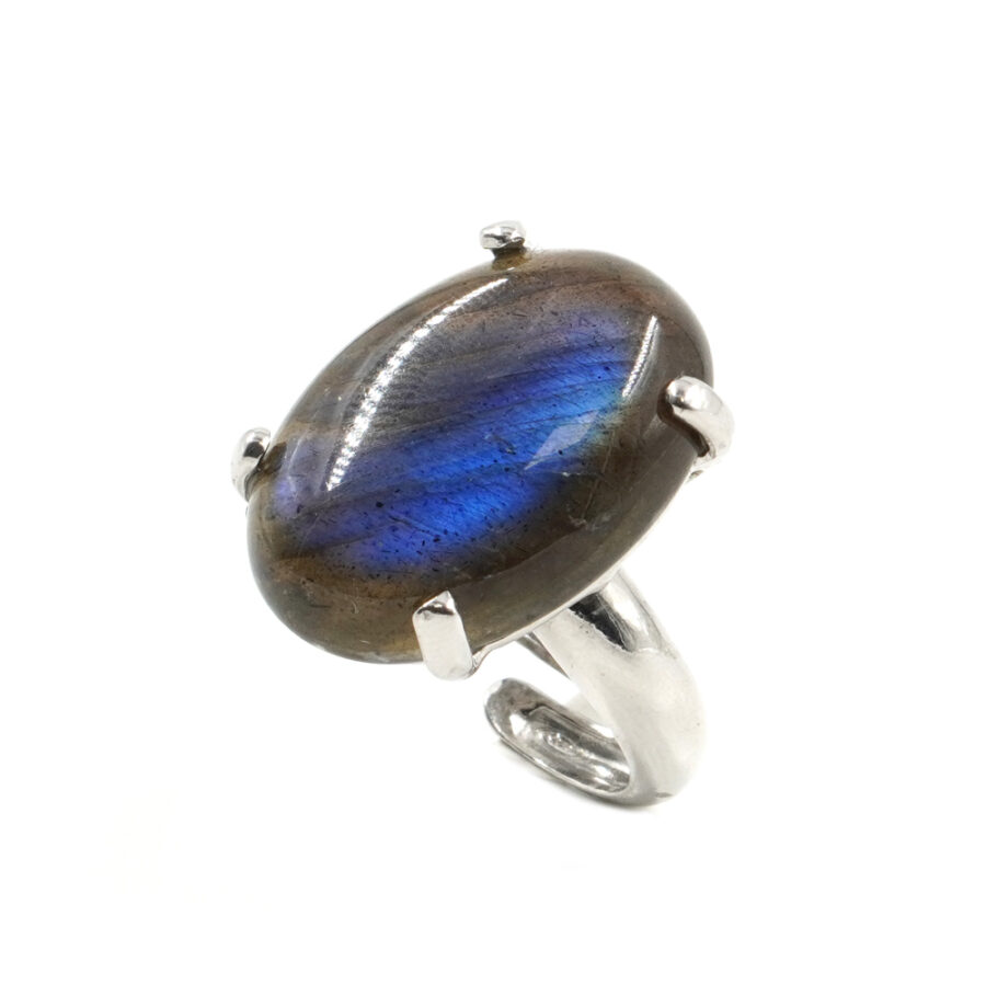 Anello in argento 925 con labradorite – Platinato