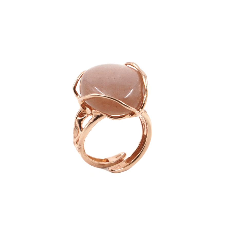 Anello in argento 925 con pietra di luna – Rosato - immagine 2