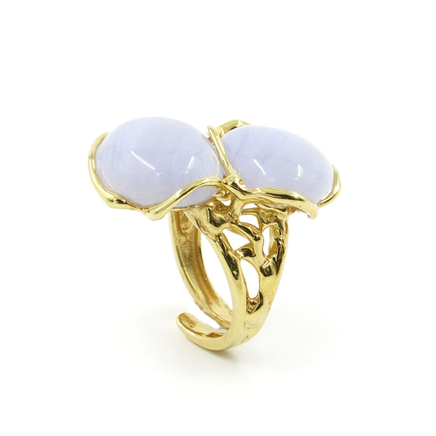 Anello in argento 925 con calcedonio – Dorato - immagine 2